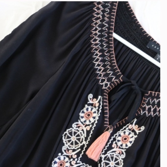 NWT Sanctuary Dress Black Freya Smocked long sleeve bohemian casual Small - Picture 6 of 16